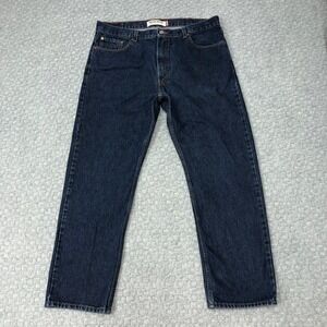 Levis 505 Jeans Mens 40x32 Blue Dark Wash Denim Regular Fit Straight Leg Casual